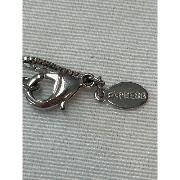 Express Silver and Gold Tone Dual Layer Bar Pendant Necklace Minimalist - Picture 6 of 7